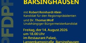 Einladung zum Liberalen Talk Barsinghausen am 14. August 2026 mit Robert Reinhardt-Klein und Dr. Thomas Wolf